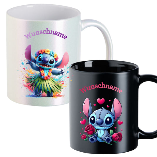 Personalisierte Tasse Lilo Stitch Wunschname Geschenkbecher Disney Fan