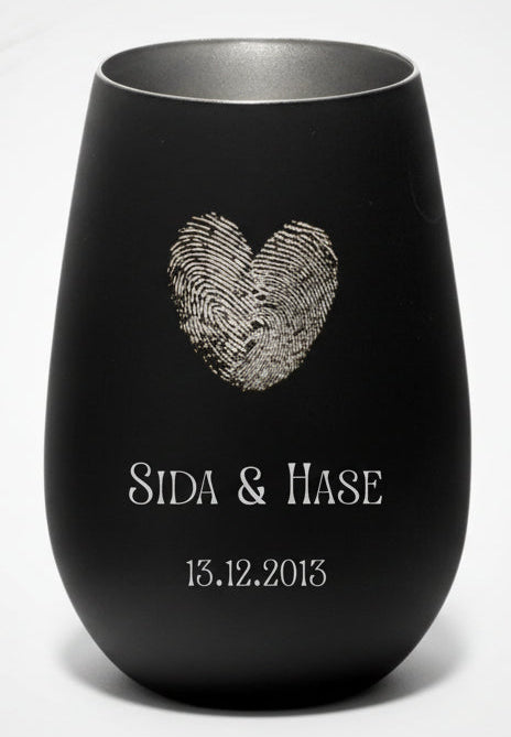 Windlicht Herz Fingerabdruck mit Namen personalisiert Geschenk