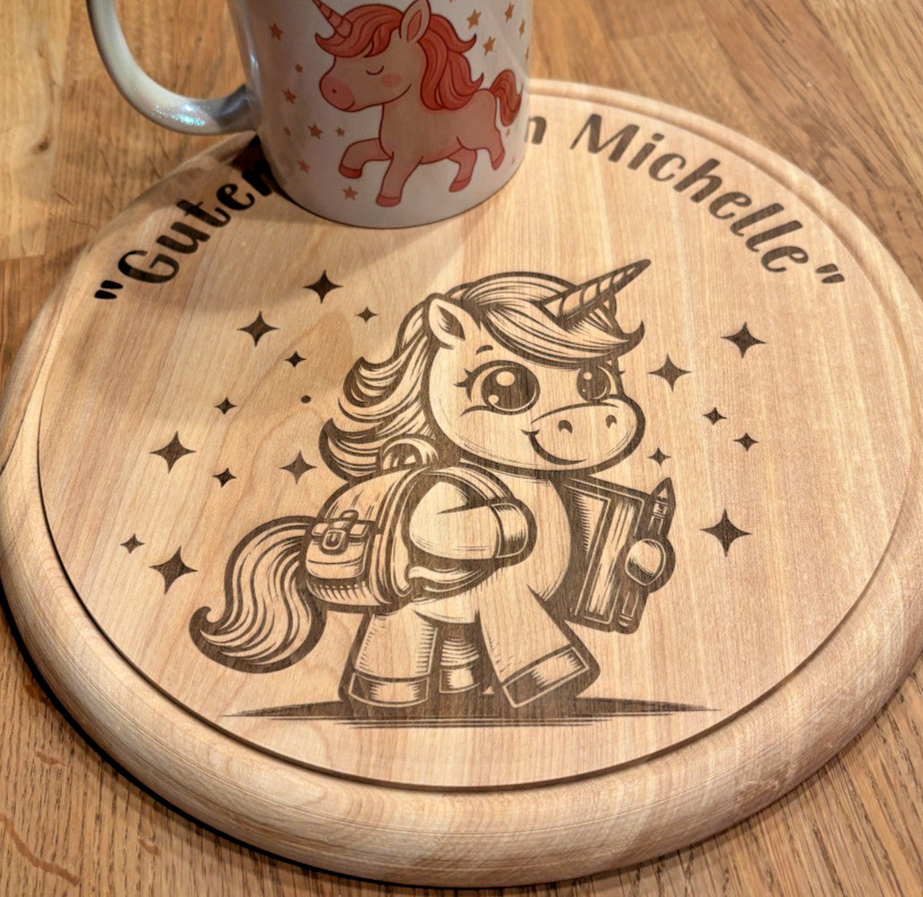 Rundes Bucheholzbrett mit individueller Lasergravur